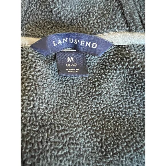 Land’s End Women's Dark Gray Hooded Sherpa Fleece Full Zip Jacket Medium 10-12 - Picture 9 of 11